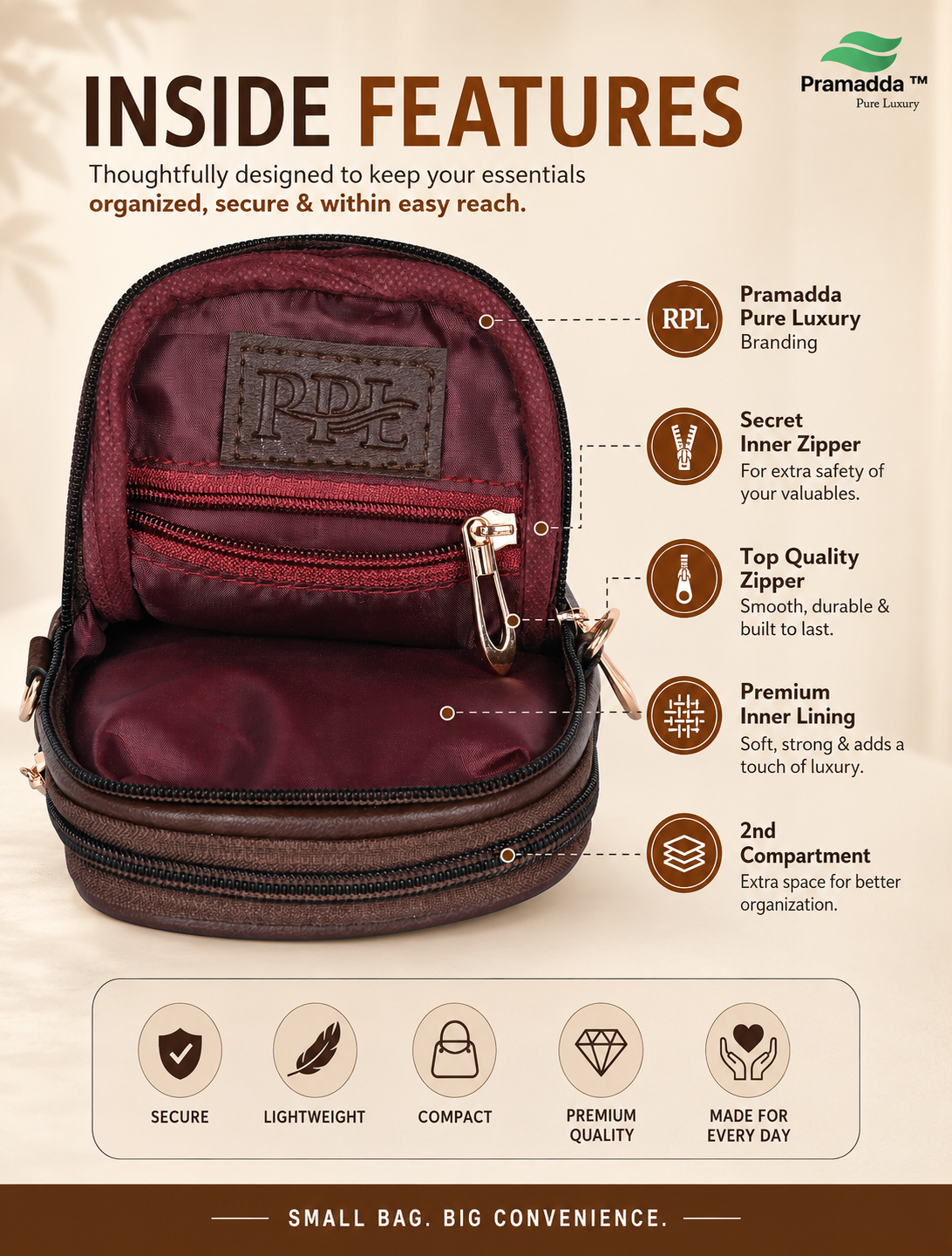 Beige Bianca Tote Bag + Brown Twin Mobile Sling