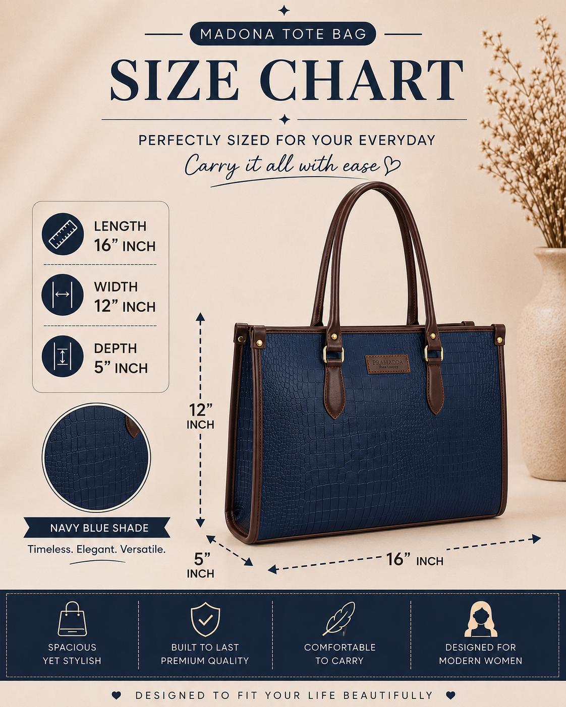 Midnight Blue Bianca Tote Bag + Mustard Capsule Sling Bag (Festive Special)