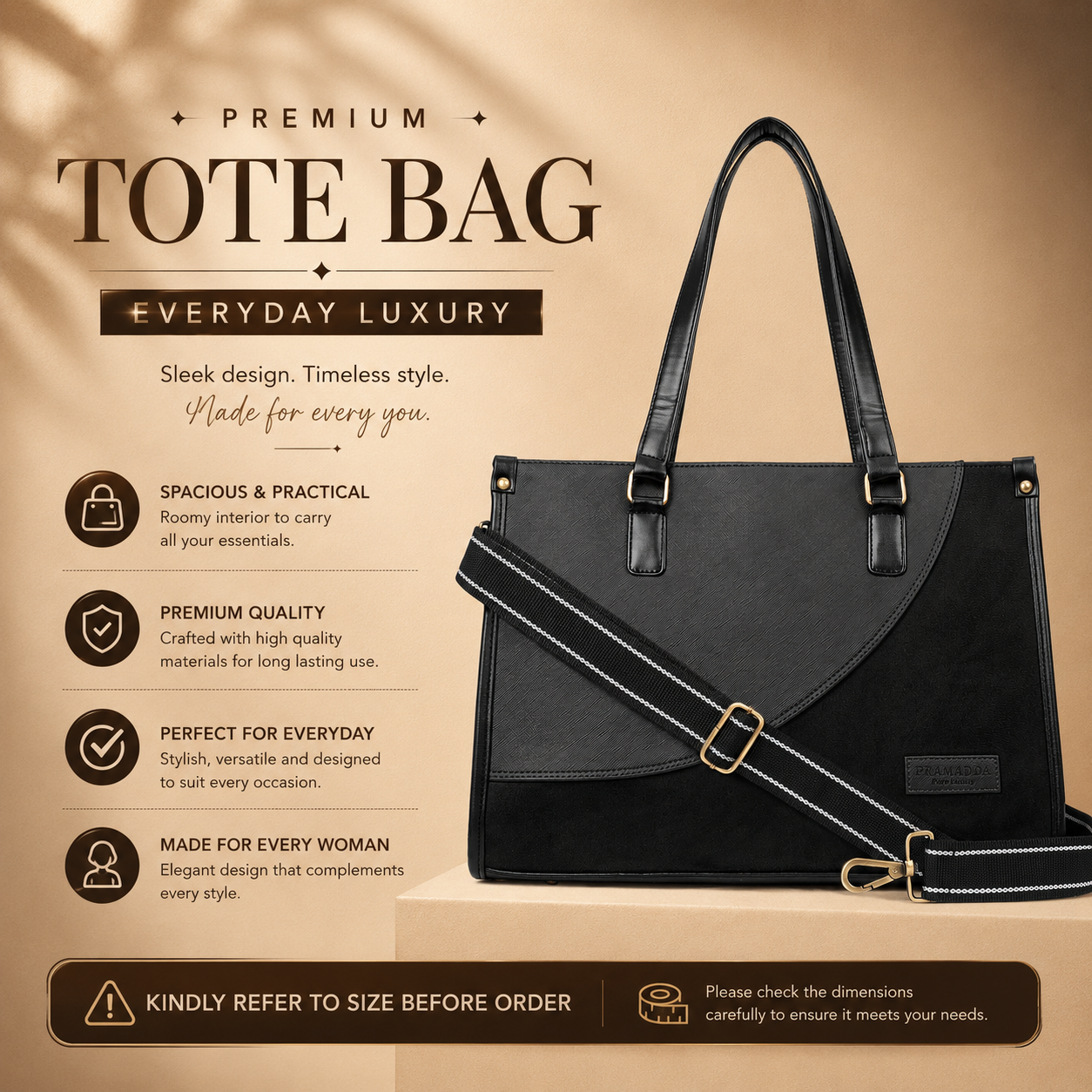Classic Sophia Suede Tote Bag (15.5" Inch)