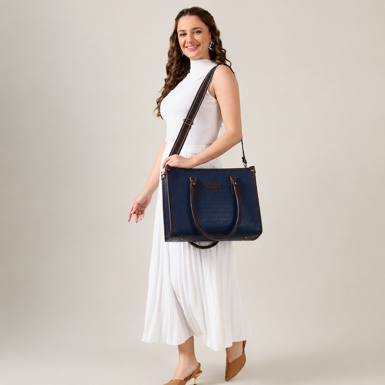 Bianca Croco Leather Tote Bag