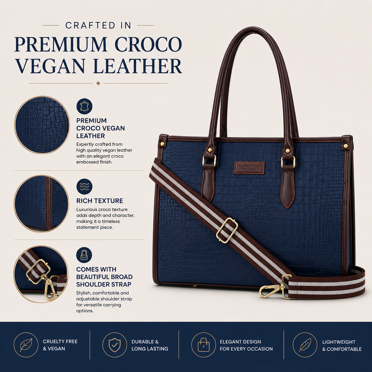 Bianca Croco Leather Tote Bag