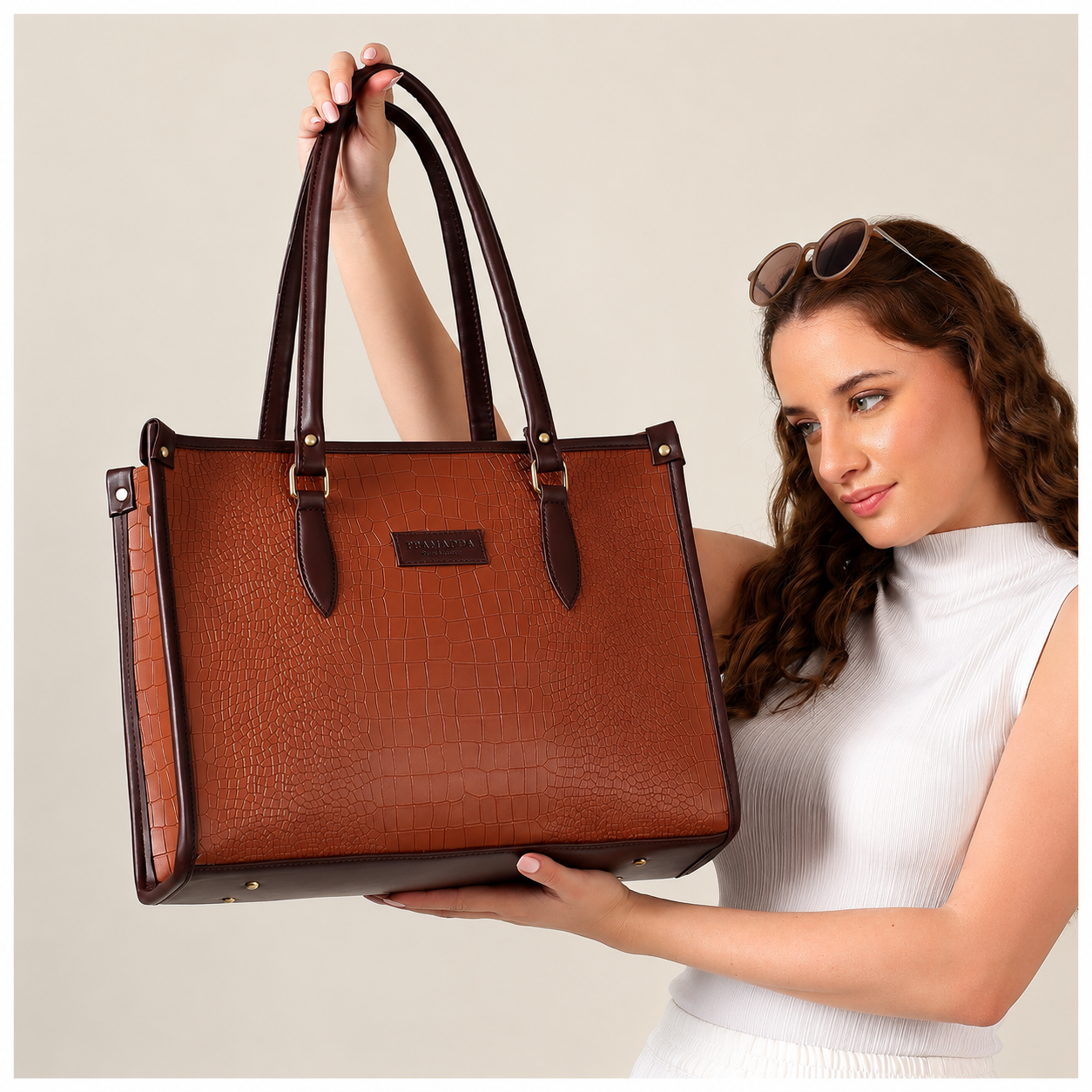 Bianca Croco Leather Tote Bag
