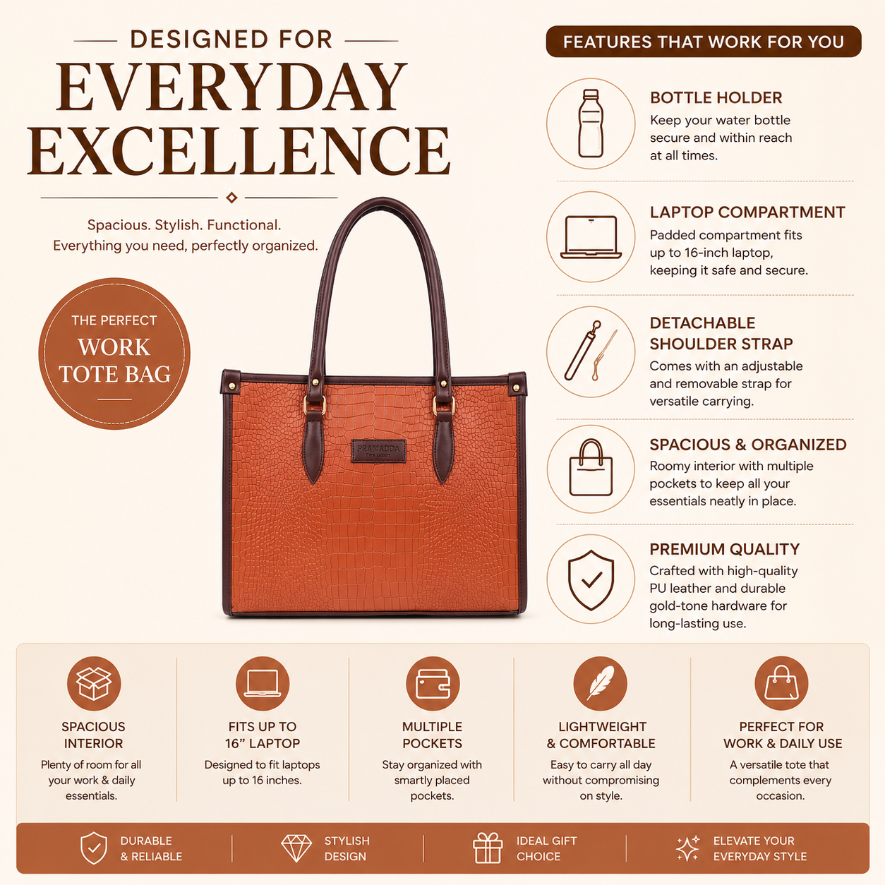Bianca Croco Leather Tote Bag