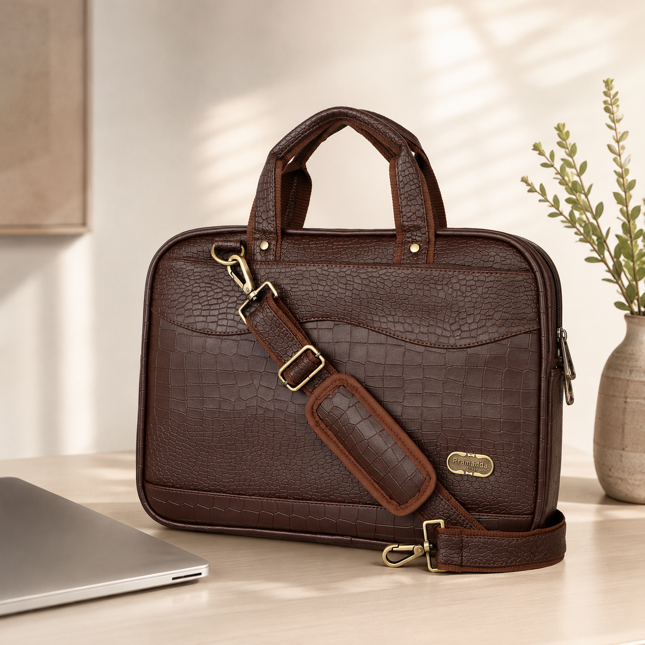 Mocha Brown Pablo Laptop Messenger