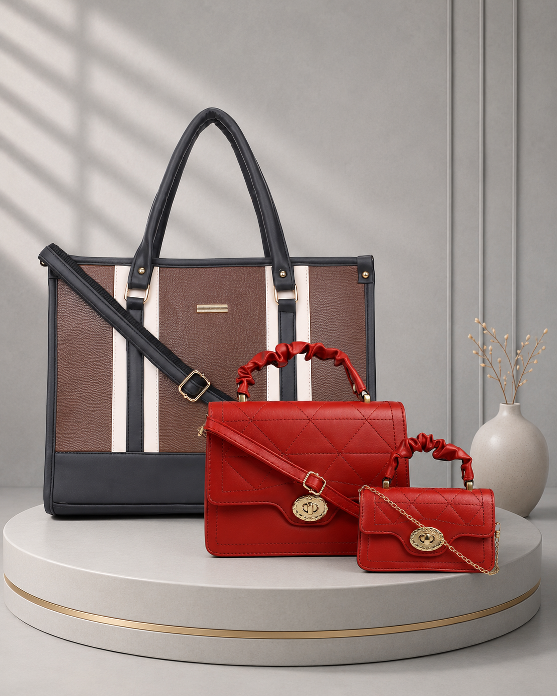 Classic Brown Alice Tote Bag + Mia Bella Sling Combo