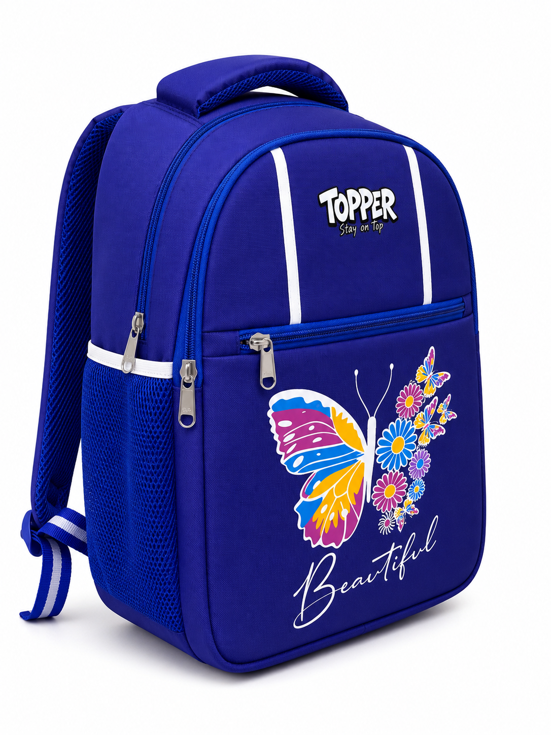 Navy Blue Beautiful Butterfly School Bag