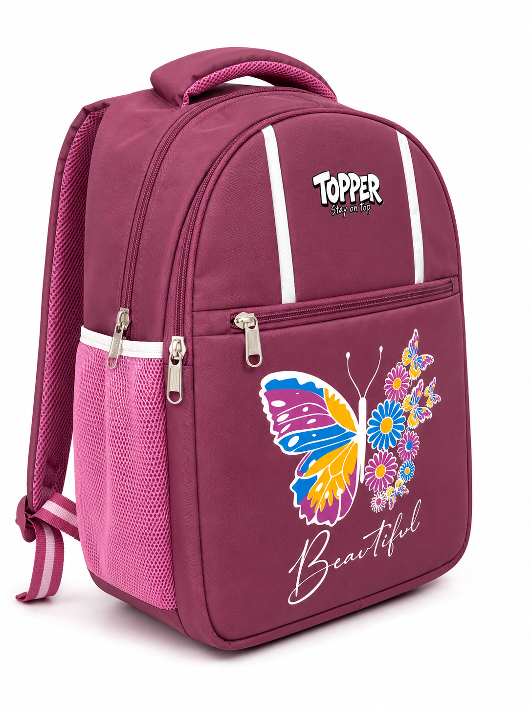 Mauve Pink Beautiful Butterfly School Bag