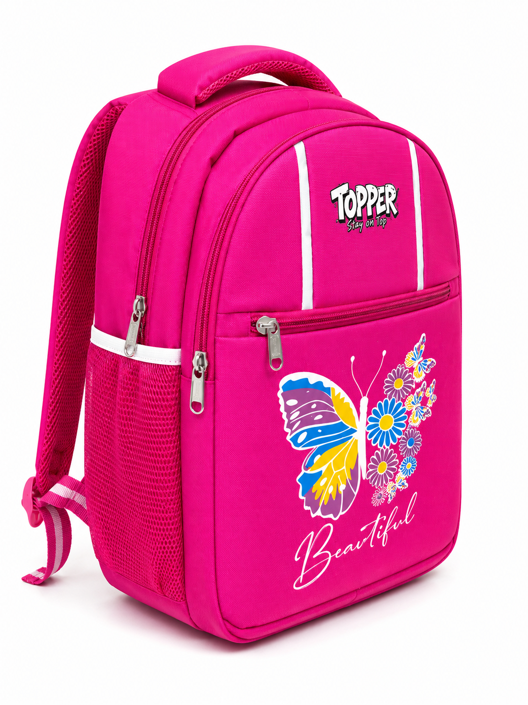 Hot Pink Beautiful Butterfly School Bag