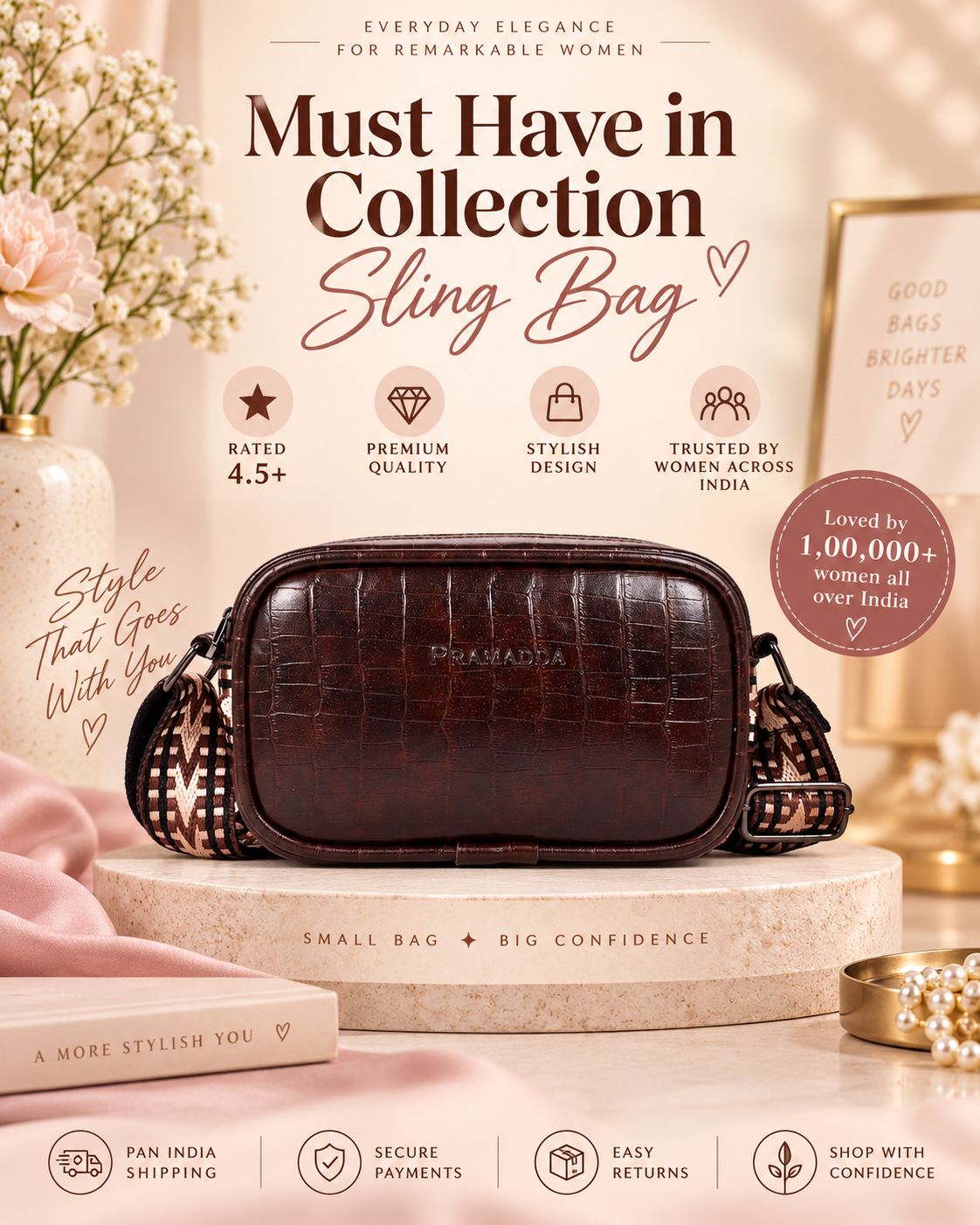 Green Regina Tote Bag + Brown Dona Sling Bag