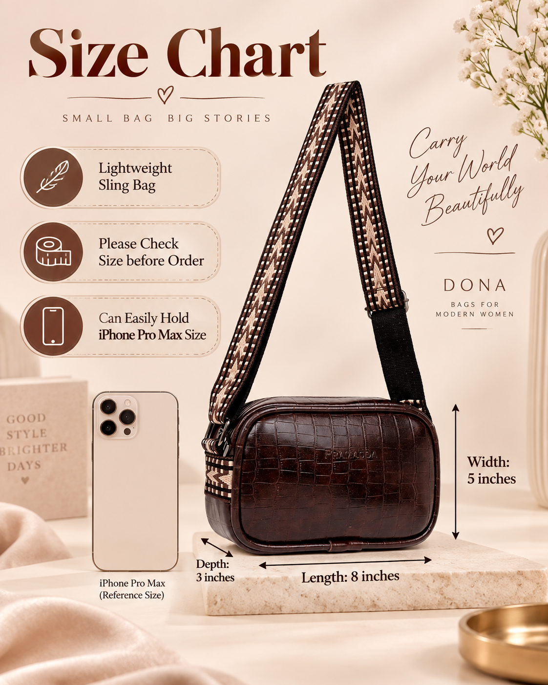 Green Regina Tote Bag + Brown Dona Sling Bag