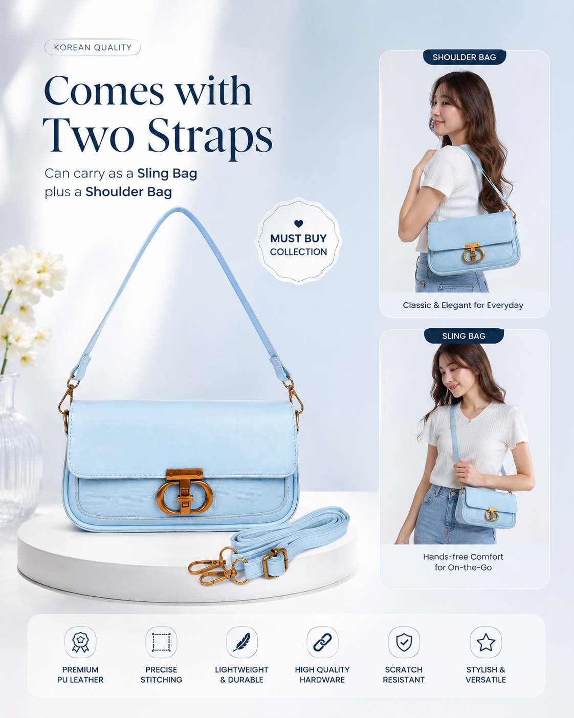 Summer Blue Cally Shoulder Bag