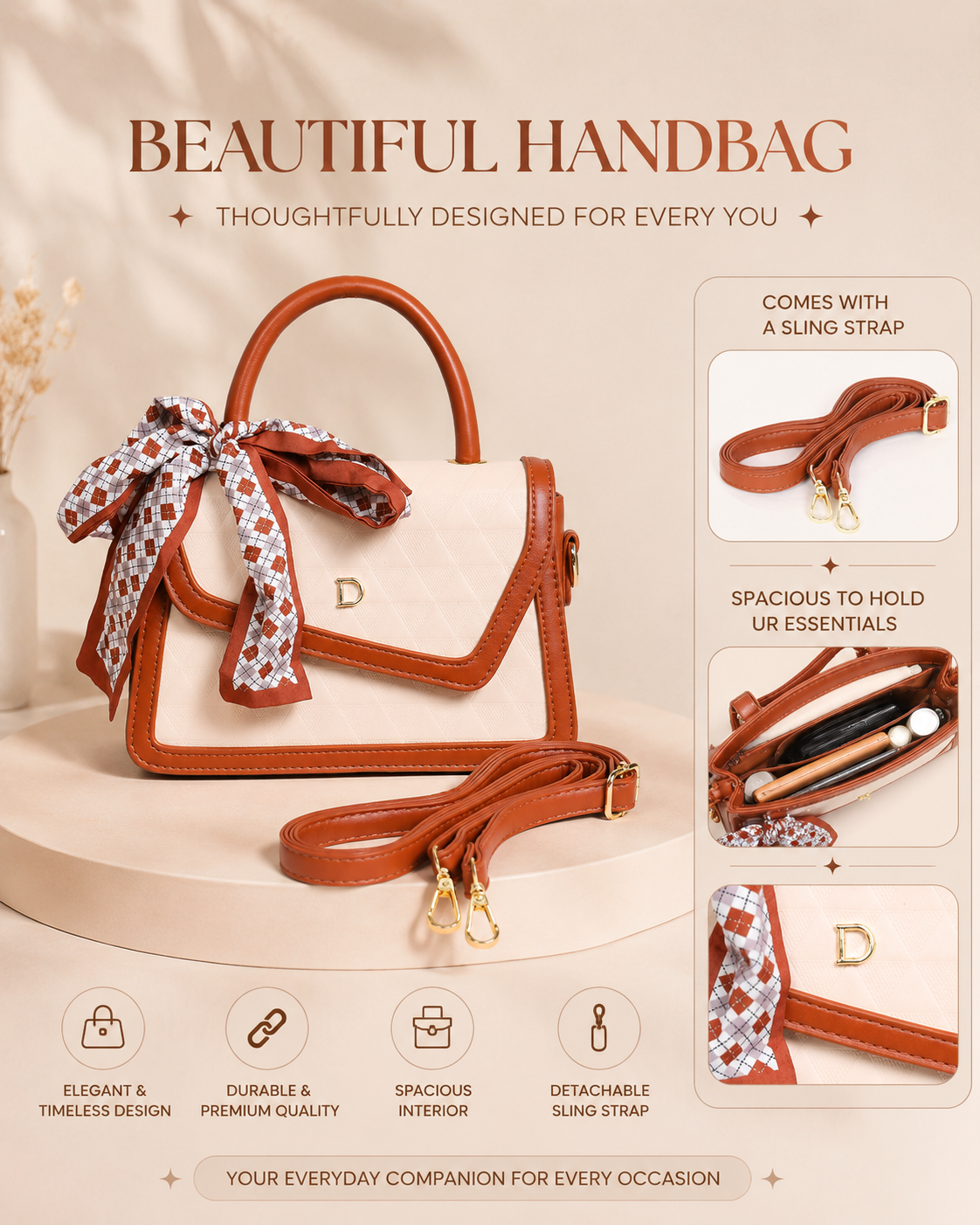 Royal Tan Daisy Sling bag for woman
