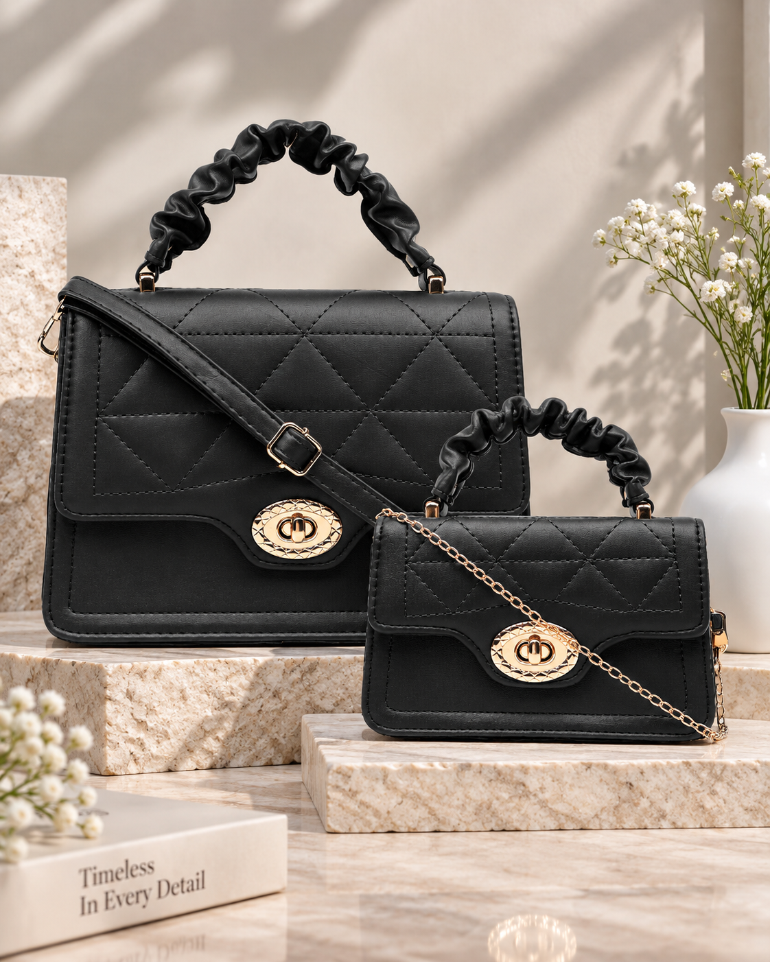 Classic Black Mia Bella Sling bag (2pc)