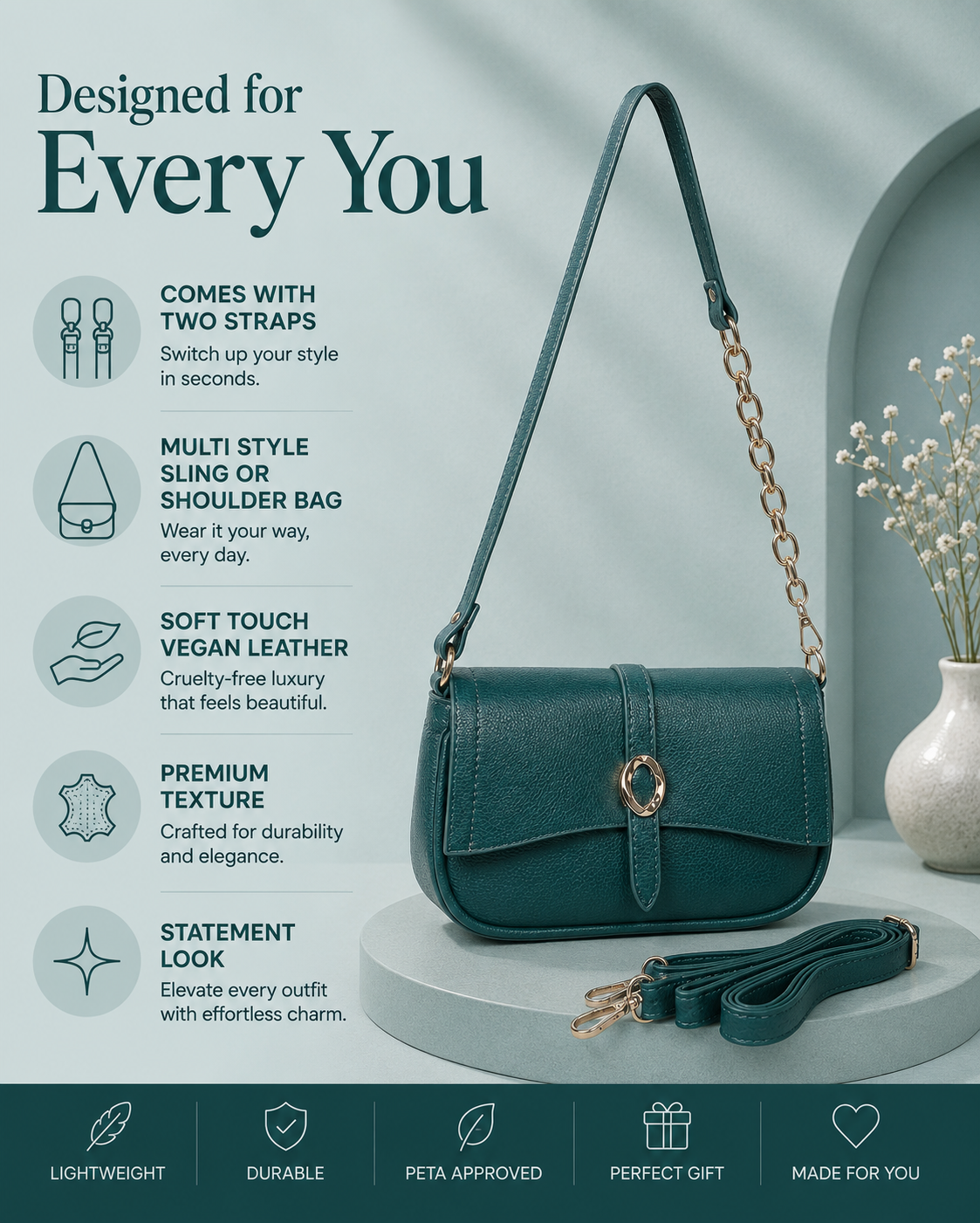 Pamela Emerald Green Sling/Shoulder bag