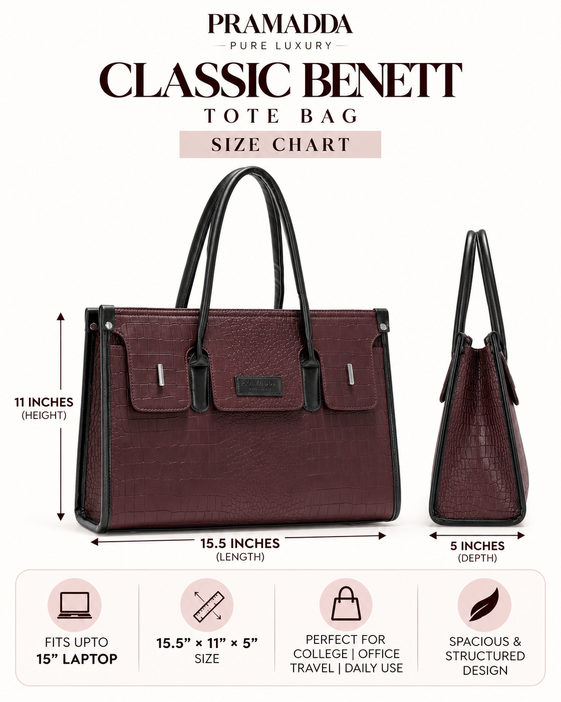 The Classic Benett Tote Bag - Mocha Brown