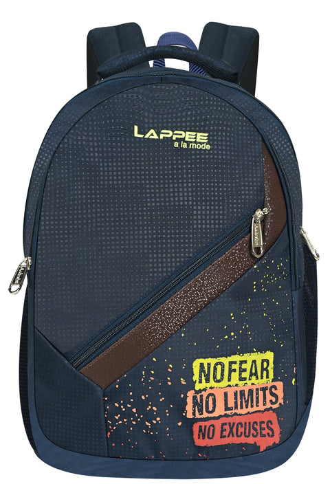 Lappee NO FEAR Elegant Blue Casual Backpack with Rain Cover for Men Bagpack for College, Office, School
