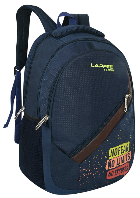 Lappee NO FEAR Elegant Blue Casual Backpack with Rain Cover for Men Bagpack for College, Office, School
