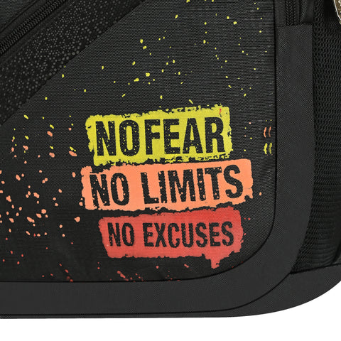 Lappee NO FEAR Midnight Black Casual Backpack with Rain Cover for Men Bagpack for College, Office, School