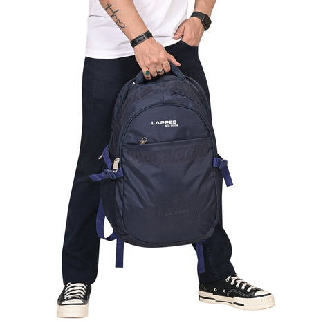Lappee Stylish Dark Blue Casual Backpacks With Rain Cover For Men & Women School, College, Office, Travel.