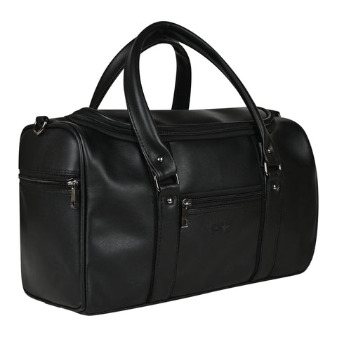 Stylish Camden Vegan Leather 16" Duffel Bag for Men and Women (Classic Black)