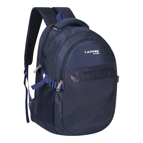 Lappee Stylish Dark Blue Casual Backpacks With Rain Cover For Men & Women School, College, Office, Travel.