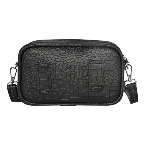 Elegant Black Croco Crossbody Cum Waist Bag For Women