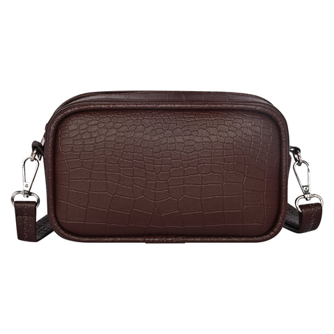 Mocha Brown Croco Crossbody Cum Waist Bag for Women
