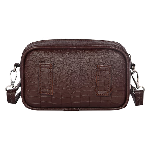 Mocha Brown Croco Crossbody Cum Waist Bag for Women
