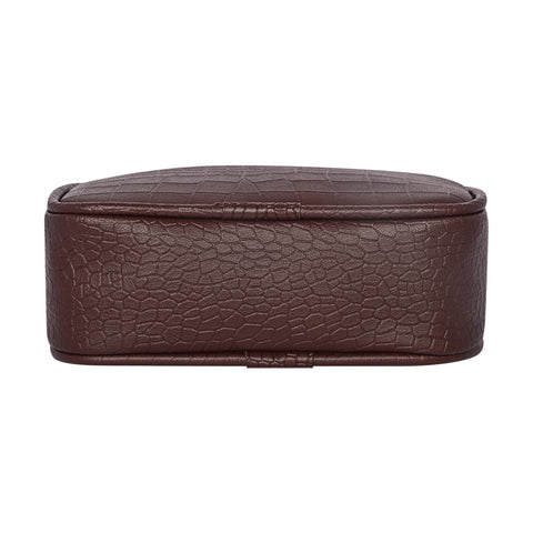 Mocha Brown Croco Crossbody Cum Waist Bag for Women