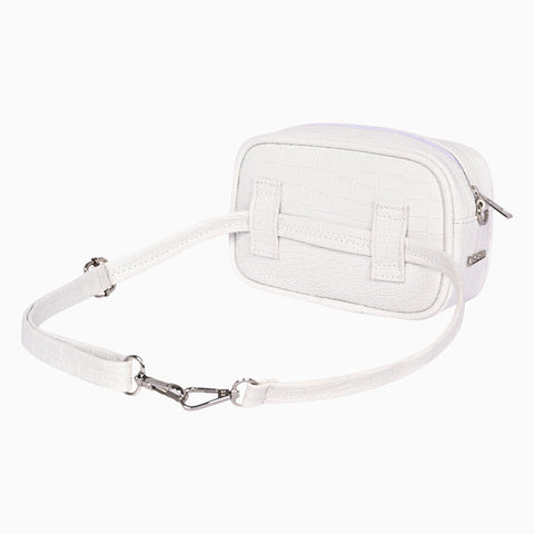 Shamrock White Croco Crossbody Cum Waist Bag for Women