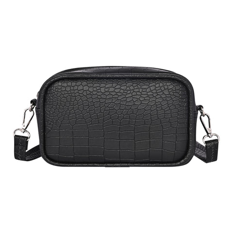 Elegant Black Croco Crossbody Cum Waist Bag For Women