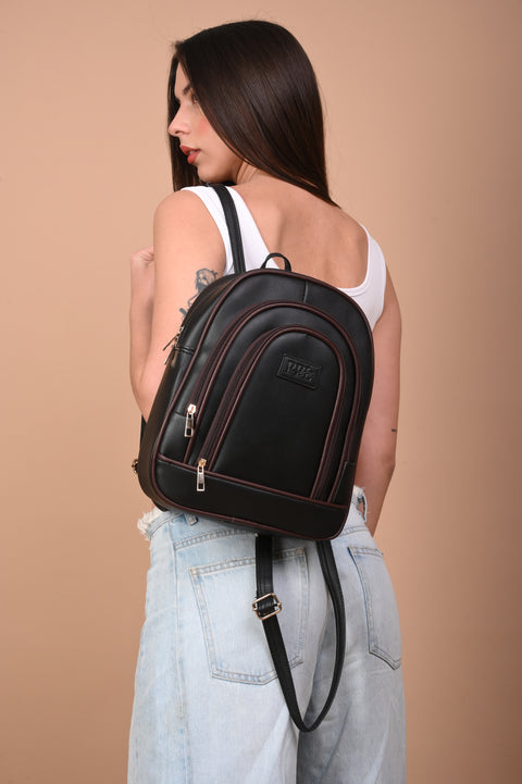 Bold Black Stella Compact Backpack for Women