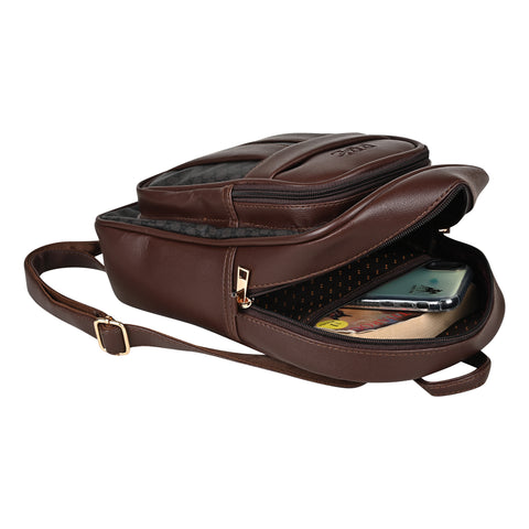 Hazel Anchor Print 12 Inch Mini Daypack Backpack for women (Chocolate Brown)