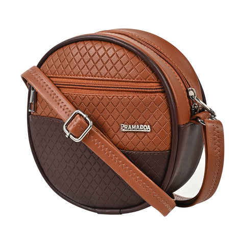 Luna Cinnamon Tan Round Sling bag