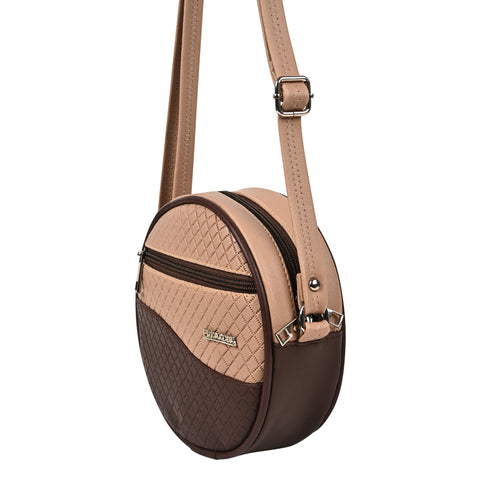 Luna Coffee Walnut Beige Round Sling bag