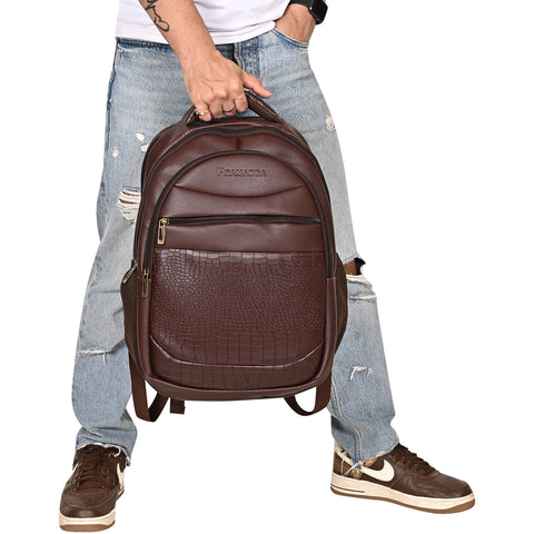 Stylish Choco Brown leather 15.6 Inch Backpack For Men & Women For School, College, Office Travel Bag.