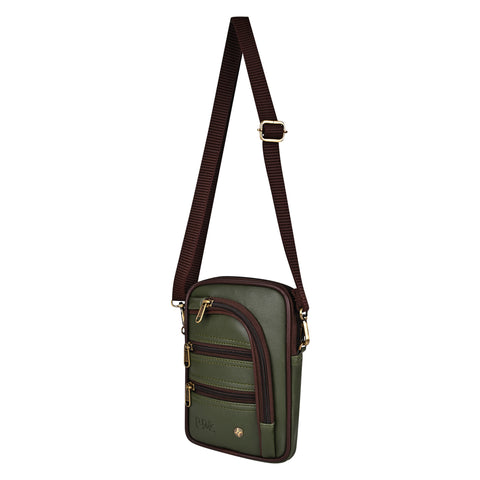 Green 7 Zip Sling Bag for Men