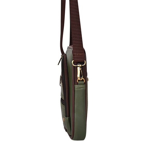 Green 7 Zip Sling Bag for Men