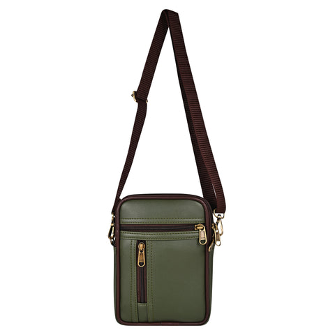 Green 7 Zip Sling Bag for Men