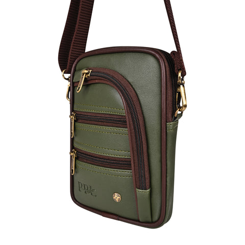Green 7 Zip Sling Bag for Men