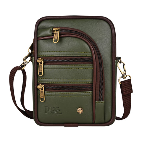 Green 7 Zip Sling Bag for Men