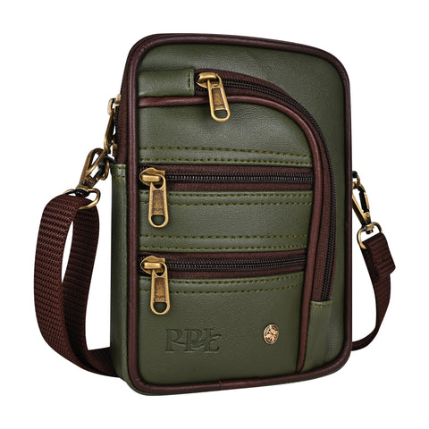 Green 7 Zip Sling Bag for Men
