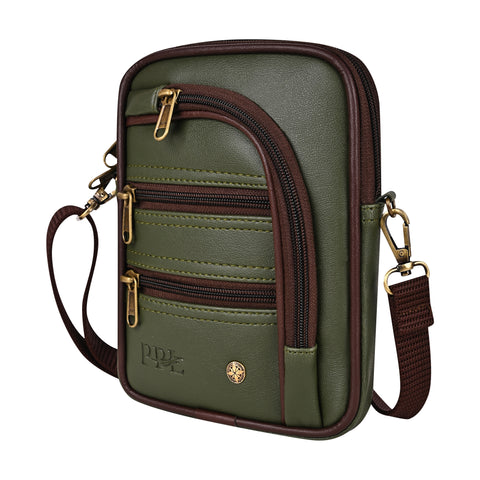 Green 7 Zip Sling Bag for Men