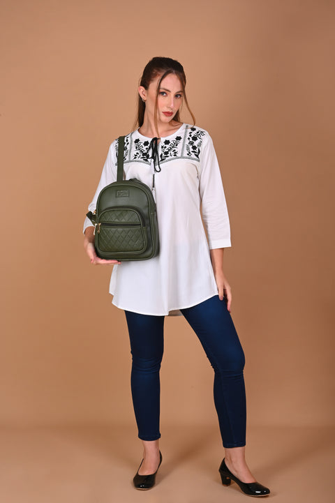 Dark Green Compact Camila Backpack for Women