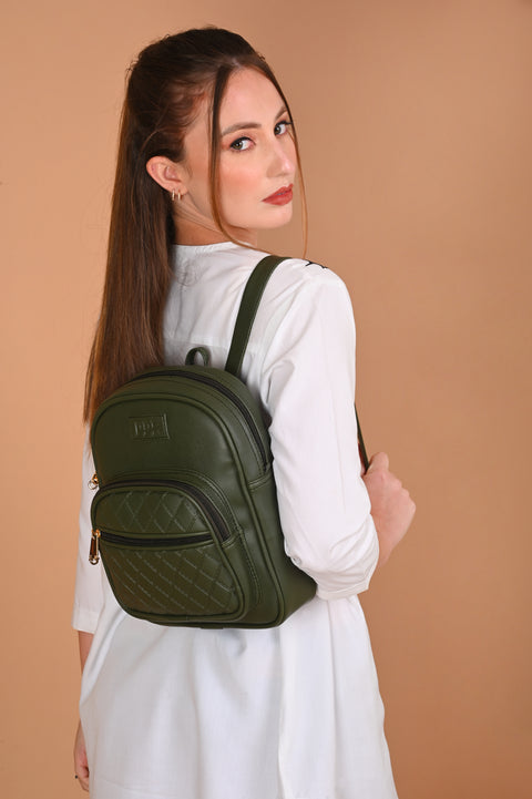 Dark Green Compact Camila Backpack for Women