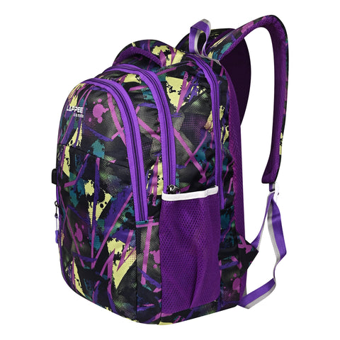 Lappee Matrix Purple Casual Girls Backpack 36L | School College Office Travel.