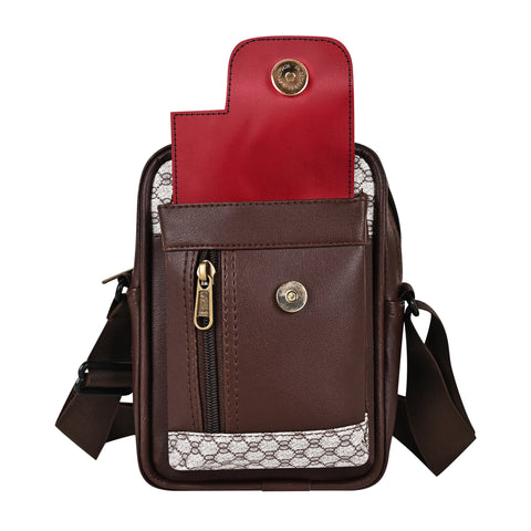 Oxford Chocolate Brown Crossbody Sling Bag for Men