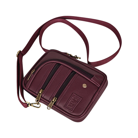 Wine 7 Zip Sling Bag for Men
