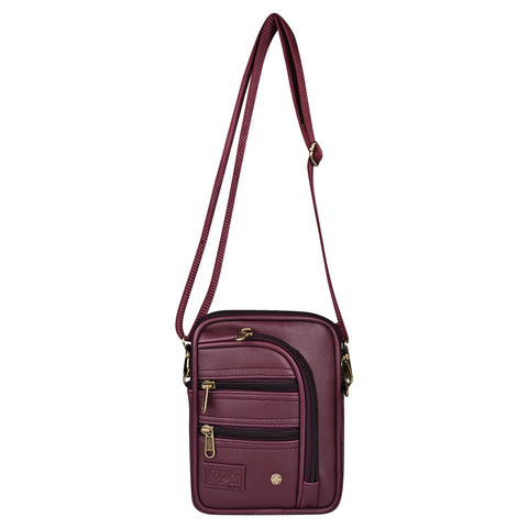 Wine 7 Zip Sling Bag for Men