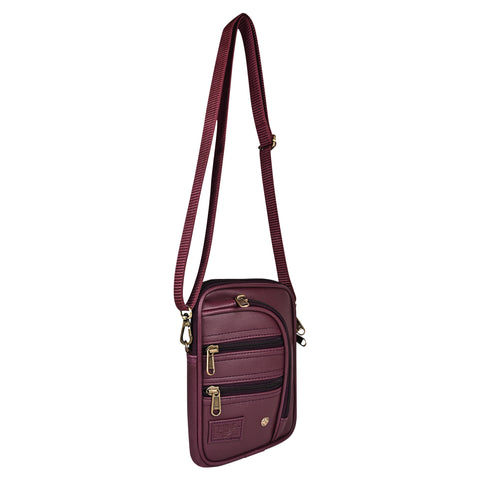 Wine 7 Zip Sling Bag for Men